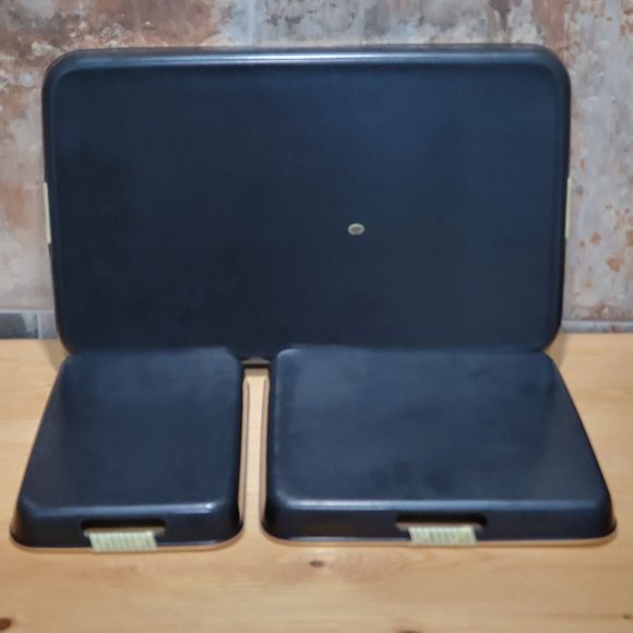 VTG Lacquer Beverage Serving Tray Barware Rectangular Square Black Enamel Floral - Picture 4 of 13